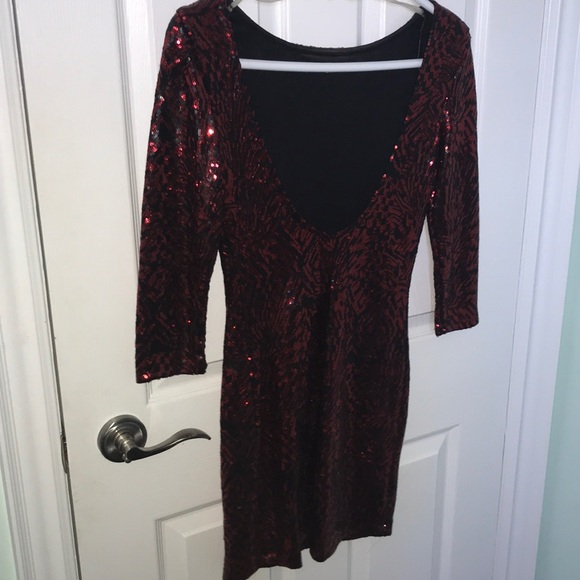 Red and black sequin dress